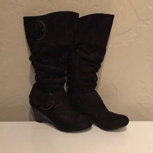 Black suede boots